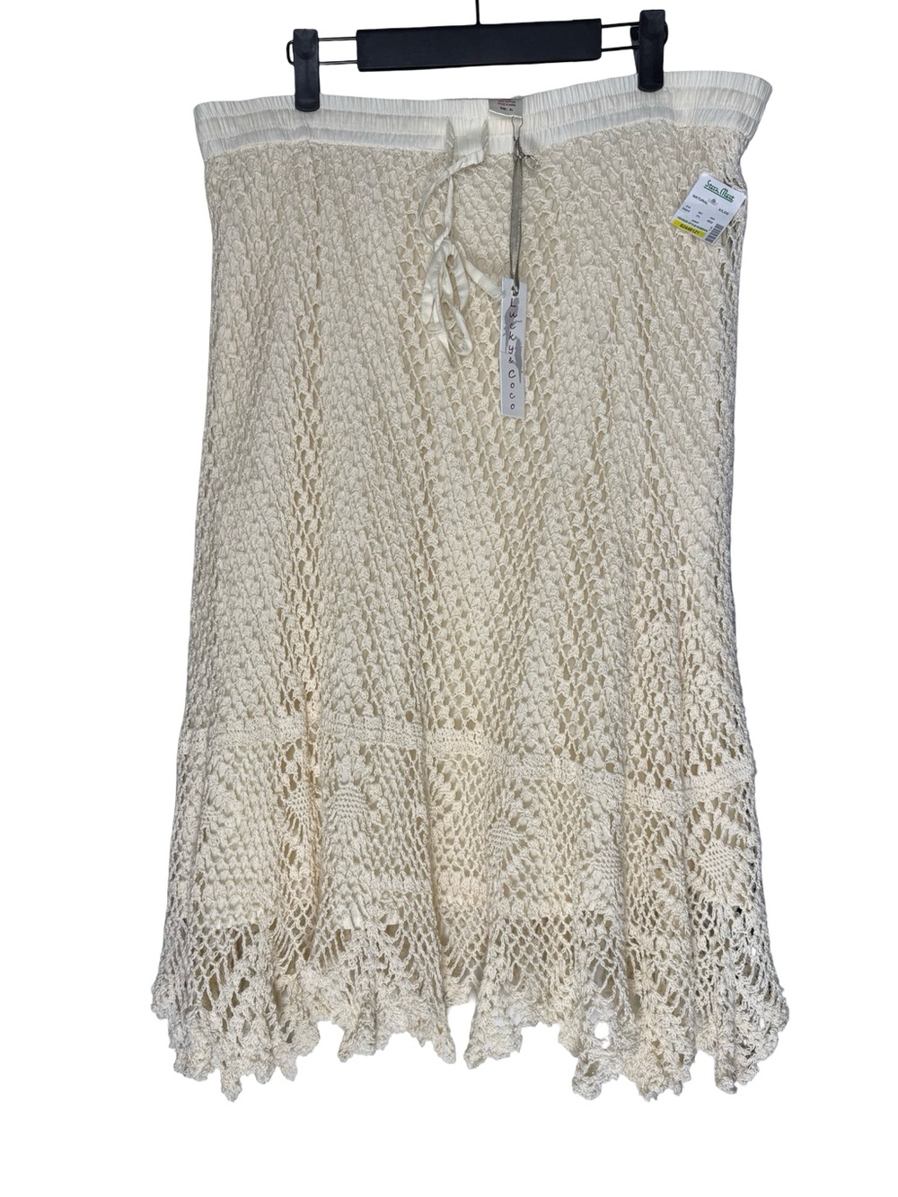 Lucky & Coco Skirt XL Boho Crochet Lace Cream Cotton Coastal Beachy Chic NWT